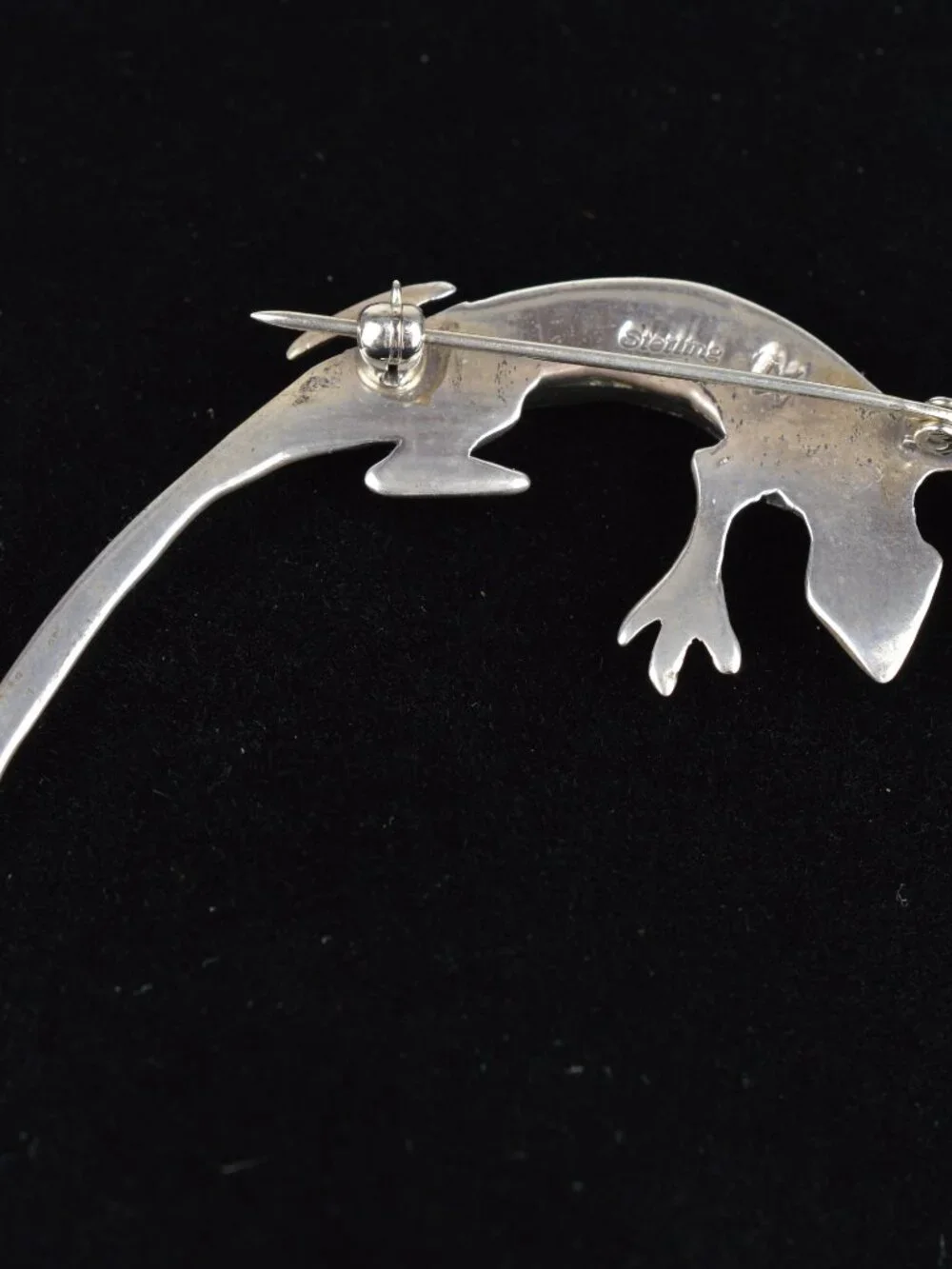 Vintage Navajo Wilbur Muskett Jr Sterling Multi Stone Inlay Lizard Brooch Pin